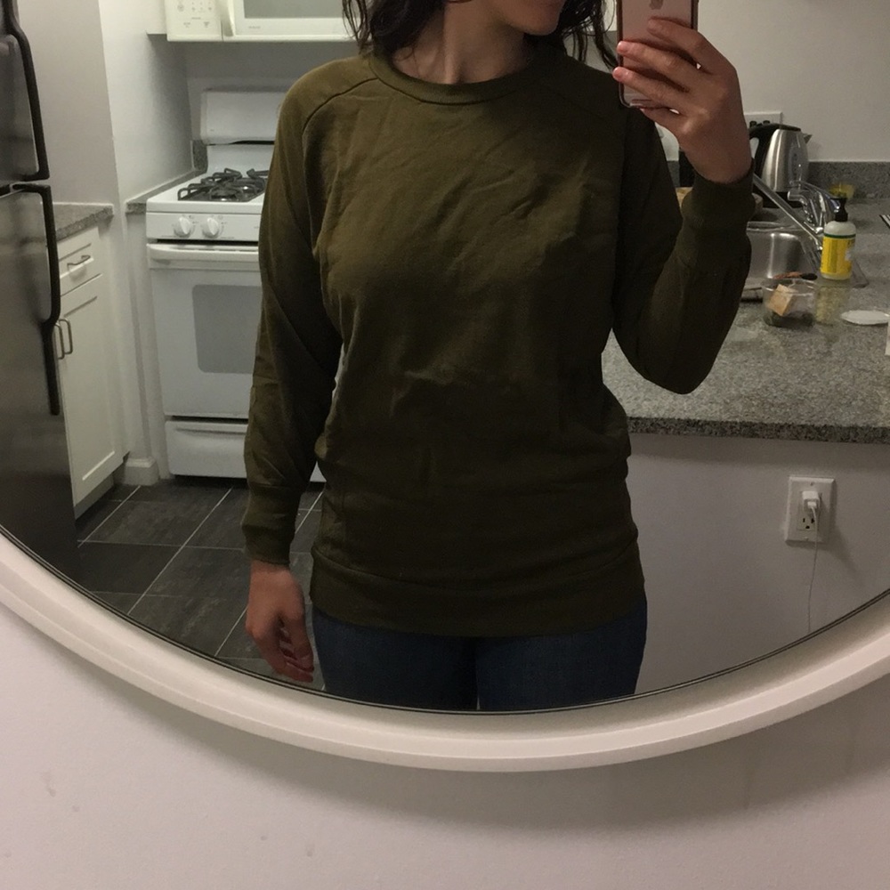 Zara military green crew neck sweatshirt